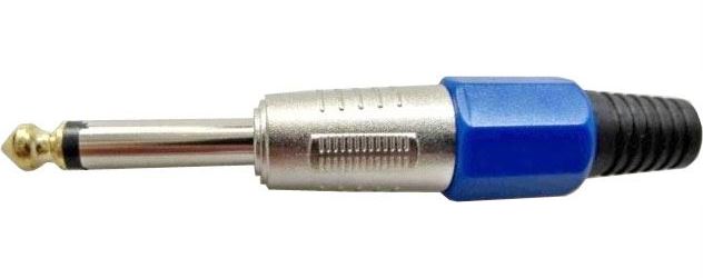 Obrázek zboží Konektor JACK 6,3 mono kovový s gumovou vývodkou