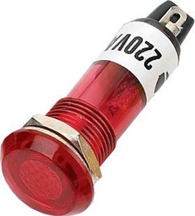 Obrázek zboží Kontrolka 230V s doutnavkou, červená do otvoru 10mm