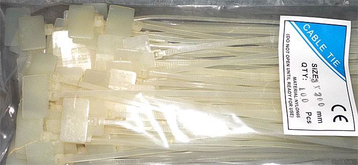 Obrázek zboží Stahovací páska 3x200mm bílá se štítkem, balení 100ks