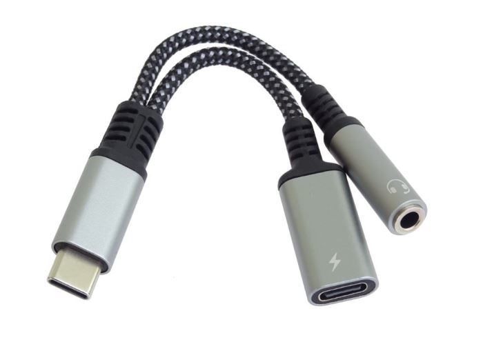 Obrázek zboží Redukce USB-C /3,5mm jack s DAC chipem + USB-C pro nabíjení 13cm