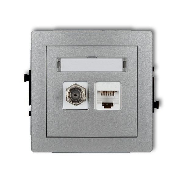 Obrázek zboží Účastnická zásuvka koncová F-konektor(SAT) + 1xRJ45, stříbrná, DECO KA