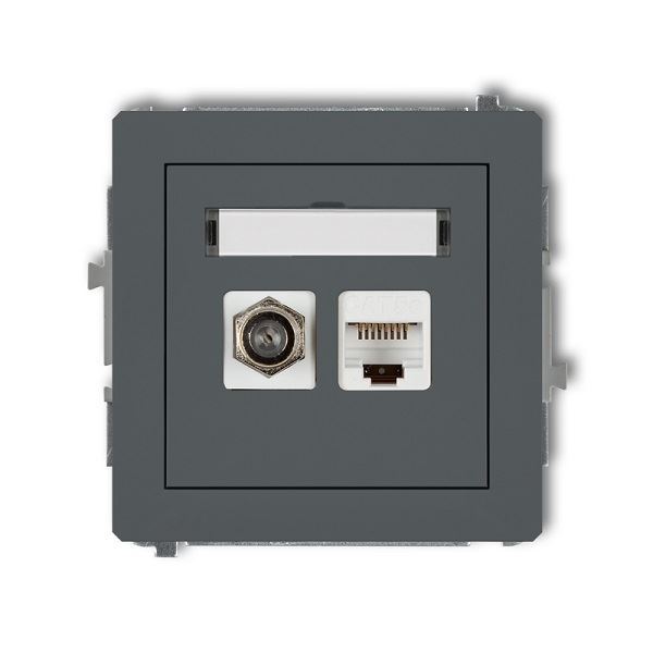 Obrázek zboží Účastnická zásuvka koncová F-konektor(SAT) + 1xRJ45, grafit., DECO Kar