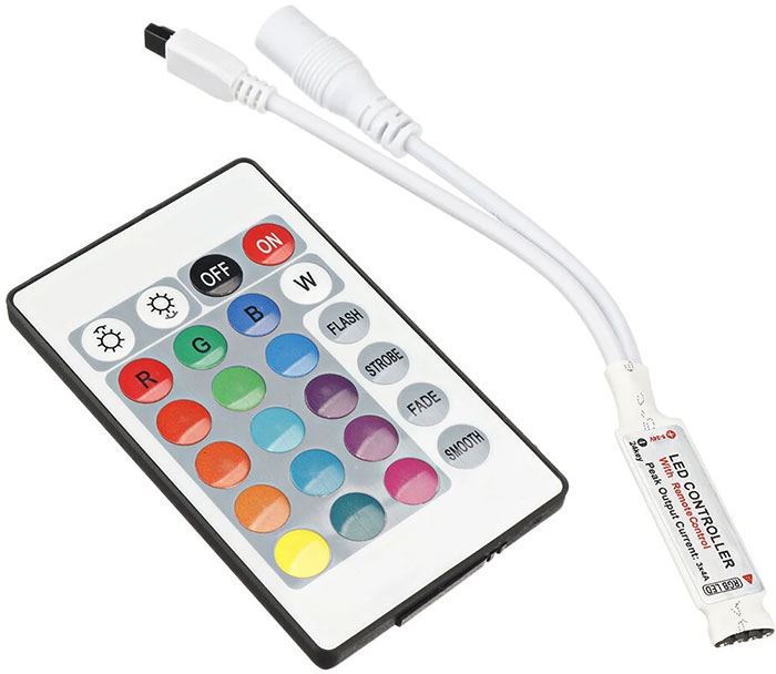Obrázek zboží Ovládač LED pásků RGB 12V/3x2A , mini, IR D.O. 24 tlačítek