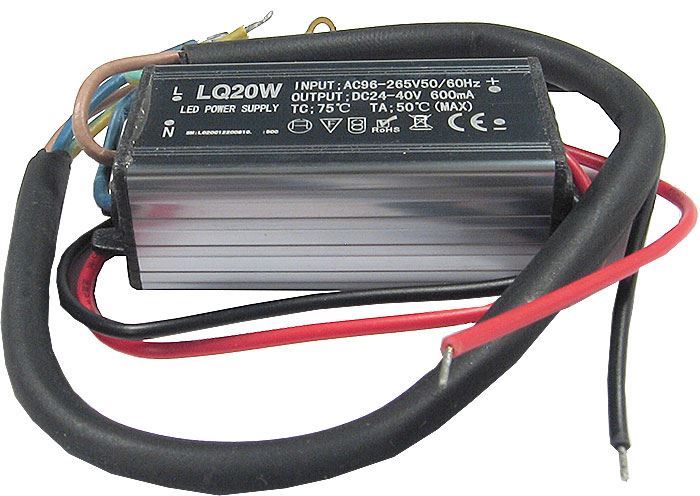Obrázek zboží Zdroj- LED driver 20W, 24-36V/600mA pro LED 20W ,IP65,napájení 230V