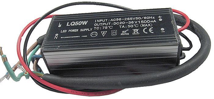 Obrázek zboží Zdroj - LED driver 50W, 20-40V/1280mA pro LED 50W ,IP65, napájení 230V