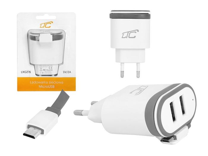 Obrázek zboží Napáječ, síťový adaptér USB 5V/2A, LTC, micro USB