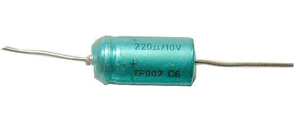 Obrázek zboží 220u/10V TF007, elektrolyt.kondenzátor axiální