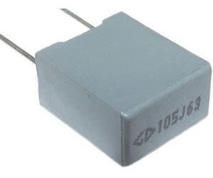 Obrázek zboží 1u/63V CF3, svitkový kondenzátor radiální RM7,5