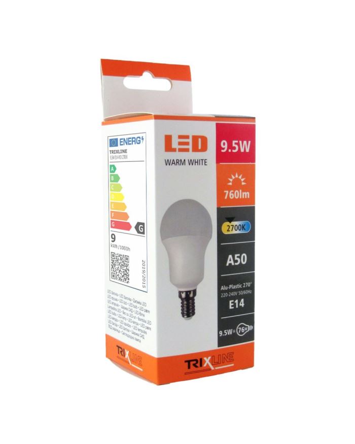 Obrázek zboží Žárovka LED Trixline 9,5W/230V E14 A50 teplá bílá