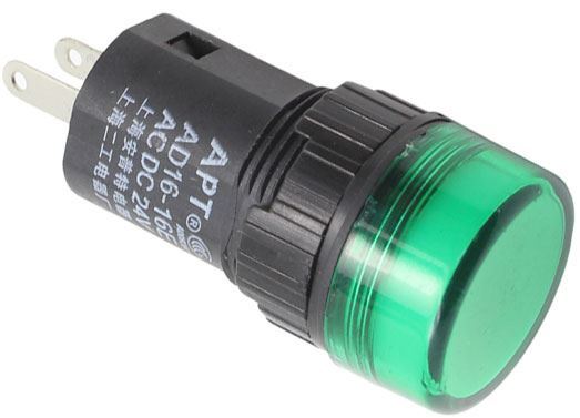 Obrázek zboží Kontrolka 24V LED 19mm, AD16-16E, zelená