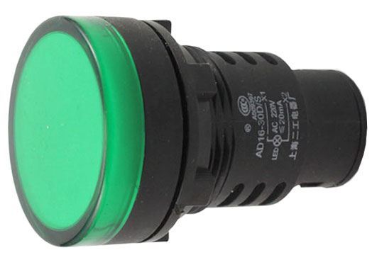 Obrázek zboží Kontrolka 230V LED 37mm AD16-30DS, zelená