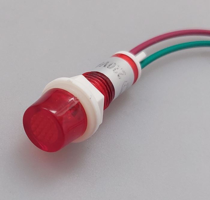 Obrázek zboží Kontrolka 230V s doutnavkou, červená do otvoru 10mm, vývody