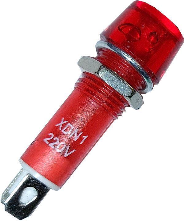 Obrázek zboží Kontrolka 230V s doutnavkou XDN1, červená do otvoru 10mm