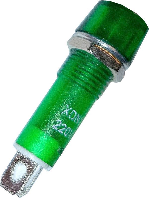 Obrázek zboží Kontrolka 230V s doutnavkou XDN1, zelená do otvoru 10mm