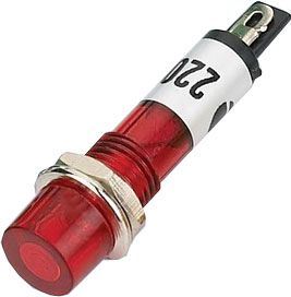 Obrázek zboží Kontrolka 230V s doutnavkou, červená do otvoru 7mm