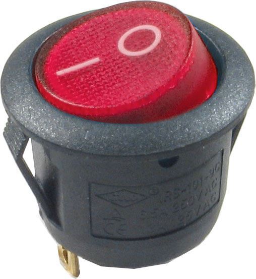 Obrázek zboží Vypínač kolébkový MIRS101-9C, ON-OFF 1p.250V/6,5A červený, prosvětlený