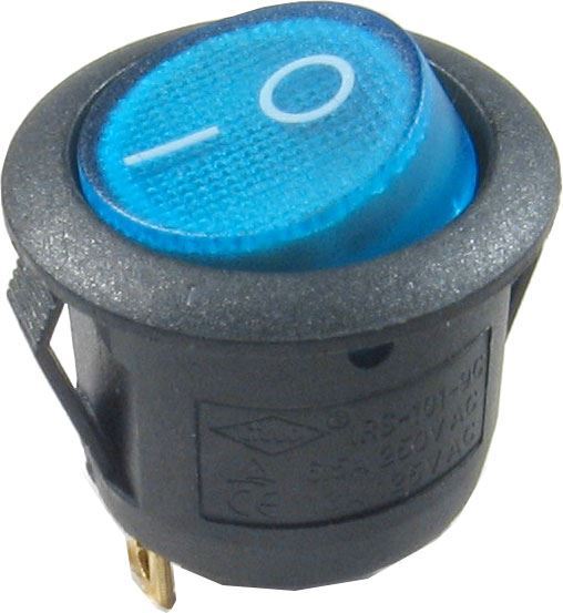 Obrázek zboží Vypínač kolébkový MIRS101-8, ON-OFF 1p.250V/6,5A modrý, prosvětlený