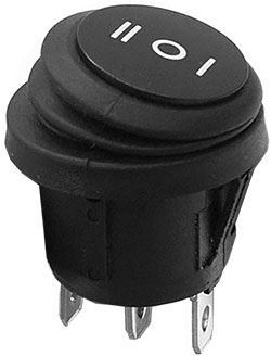 Obrázek zboží Vypínač kolébkový KCD1-5-103W, ON-OFF-ON 1pol.250V/6A černý, vodotěsný