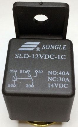 Obrázek zboží Relé auto Songle SLD-12VDC 12V/40A 28x28x25mm s třmínkem