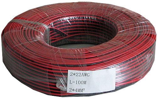 Obrázek zboží Dvojlinka 2x0,35mm2 Cu, 22AWG červeno-černá, balení 100m /CYH 2x0,35mm
