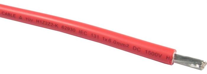 Obrázek zboží Solární kabel H1Z2Z2-K, 6mm2, 1500V, červený