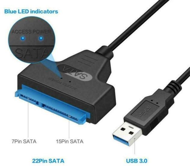 Obrázek zboží Kabel SATA 3.0 (7+15p) - USB 3.0