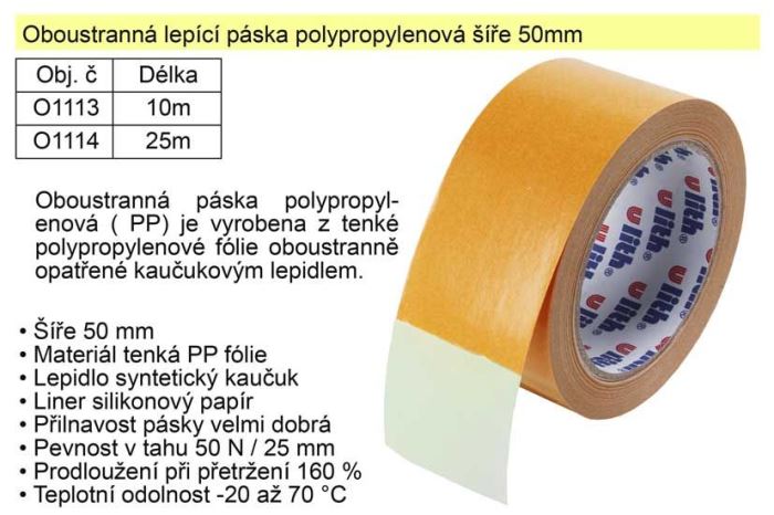 Obrázek zboží Lepící páska oboustranná polypropylénová 50mmx10m