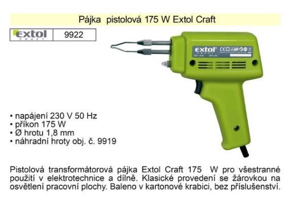 Obrázek zboží Pistolová páječka 175W EXTOL Craft