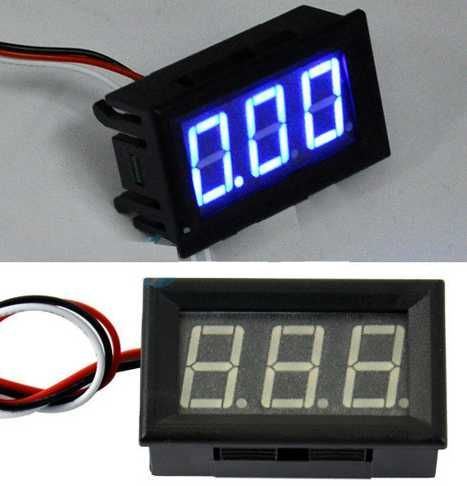 Obrázek zboží Voltmetr panelový LED modrý, H27V3, 3-30V, 3 vývody