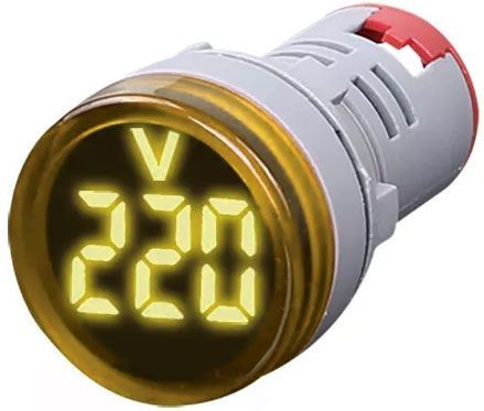 Obrázek zboží Voltmetr panelový AD16-22DSV, MP 60-500VAC, žlutý, větší segmenty