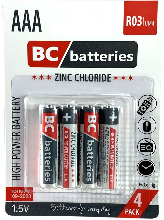 Obrázek zboží Baterie BC batteries 1,5V AAA(R03), Zn-Cl, balení 4ks