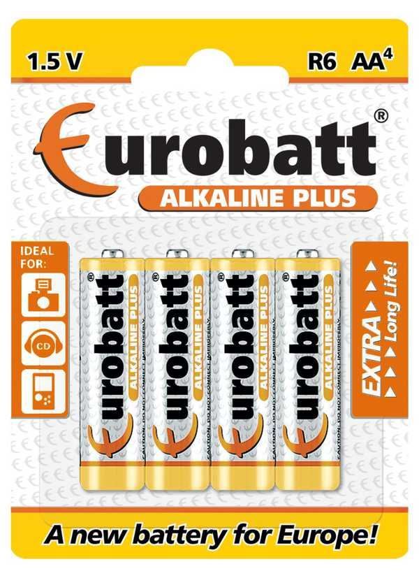 Obrázek zboží Baterie EUROBATT 1,5V AA (LR6) Alkaline Plus, blistr 4ks