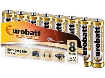 Obrázek zboží Baterie EUROBATT 1,5V  AA (LR6) Alkaline Plus, balení 8ks