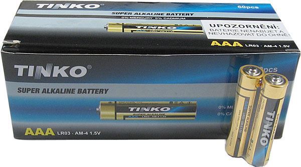 Obrázek zboží Baterie TINKO 1,5V AAA(LR03) alkalická, balení 60ks