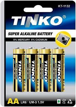 Obrázek zboží Baterie TINKO 1,5V AA(LR6) alkalická, balení 4ks v blistru