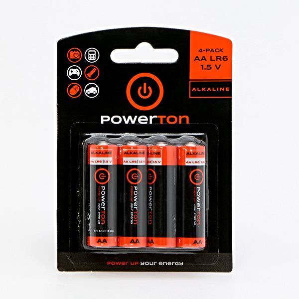 Obrázek zboží Baterie Powerton 1,5V AA (LR06) alkalická, balení 4ks v blistru