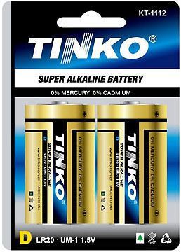 Obrázek zboží Baterie TINKO 1,5V D (LR20) alkalická, balení 2ks v blistru