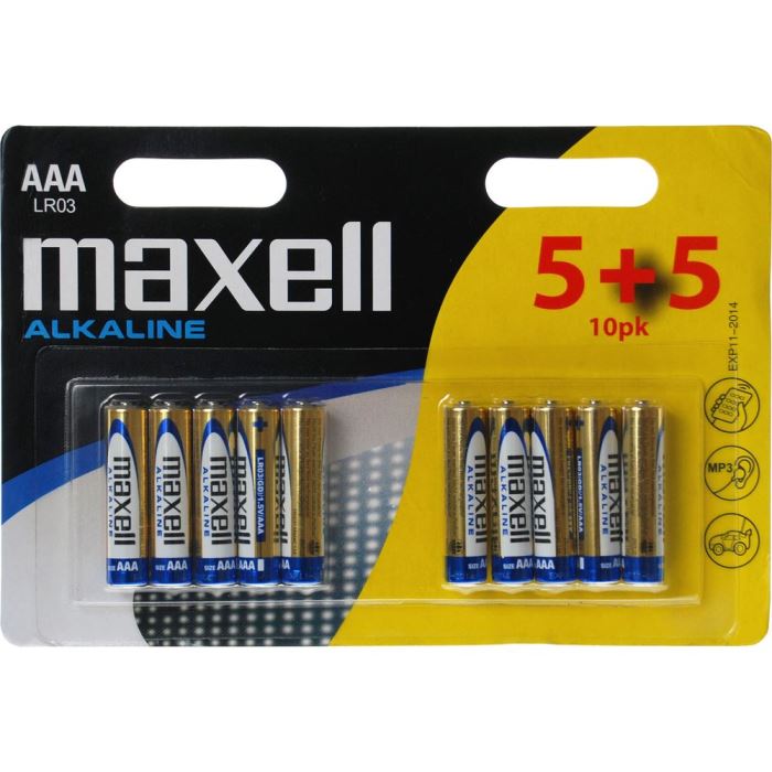 Obrázek zboží Baterie alkalické LR03 10BP AAA MAXELL 5+5ks
