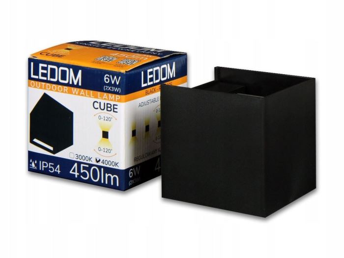 Obrázek zboží LED venkovní nástěnné svítidlo 2x3W 3000K IP54 černé CUBE