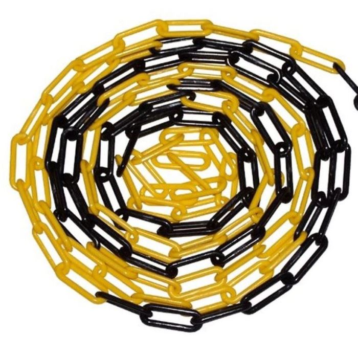 Obrázek zboží Výstražný řetízek na bubnu 6mm - 25m plastový žlutočerný