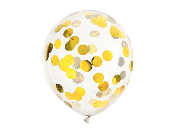 Obrázek zboží Balónky se zlatými konfety 30cm, 6ks