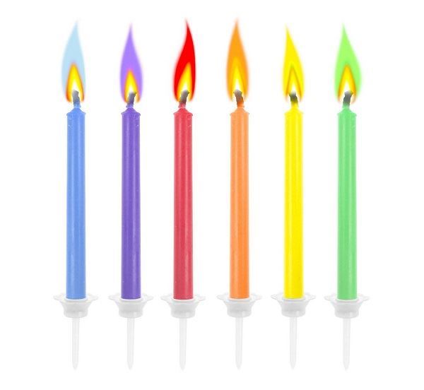 Obrázek zboží Narozeninové svíčky s barevným plamenem, 6ks