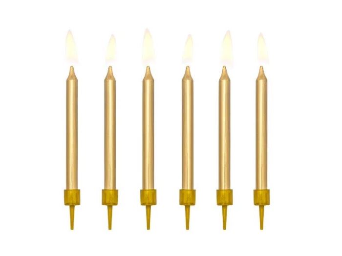 Obrázek zboží Narozeninové svíčky, zlaté, 6cm, 6ks
