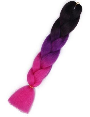 Obrázek zboží Vlasy syntetické Copánky ombre černé-fialové-růžové