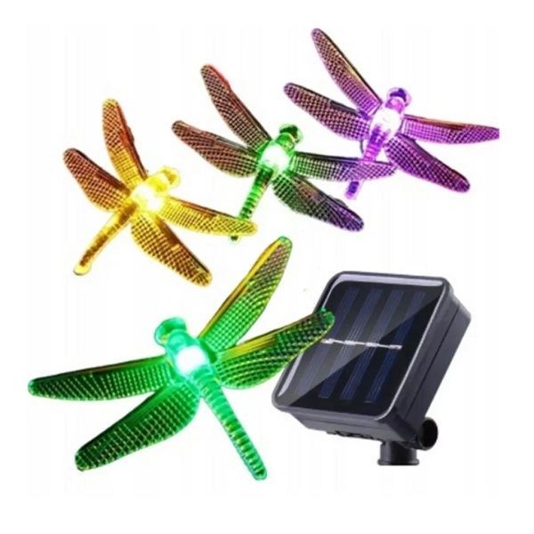 Obrázek zboží Solární dekorativní zahradní osvětlení vážky, 4,5m 20LED RGB