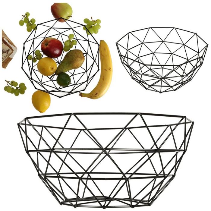 Obrázek zboží Košík na ovoce, kovový, černý DOPRODEJ