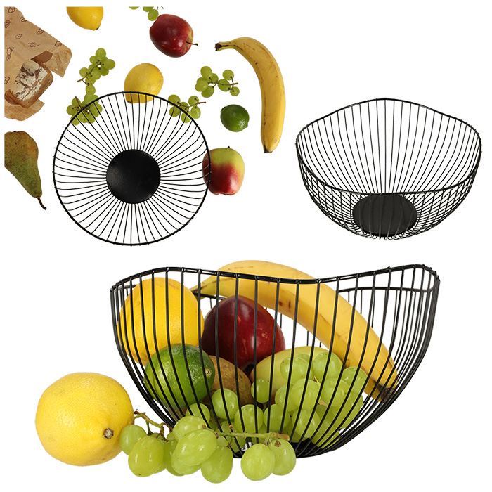 Obrázek zboží Košík na ovoce drátěný, kovový, černý