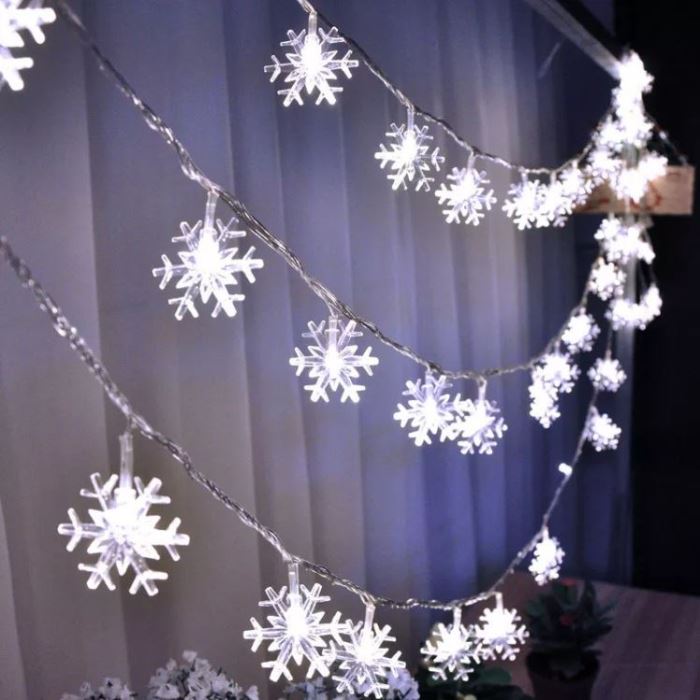 Obrázek zboží Vánoční osvětlení řetěz sněhové vločky, 10m 100LED, studená bílá